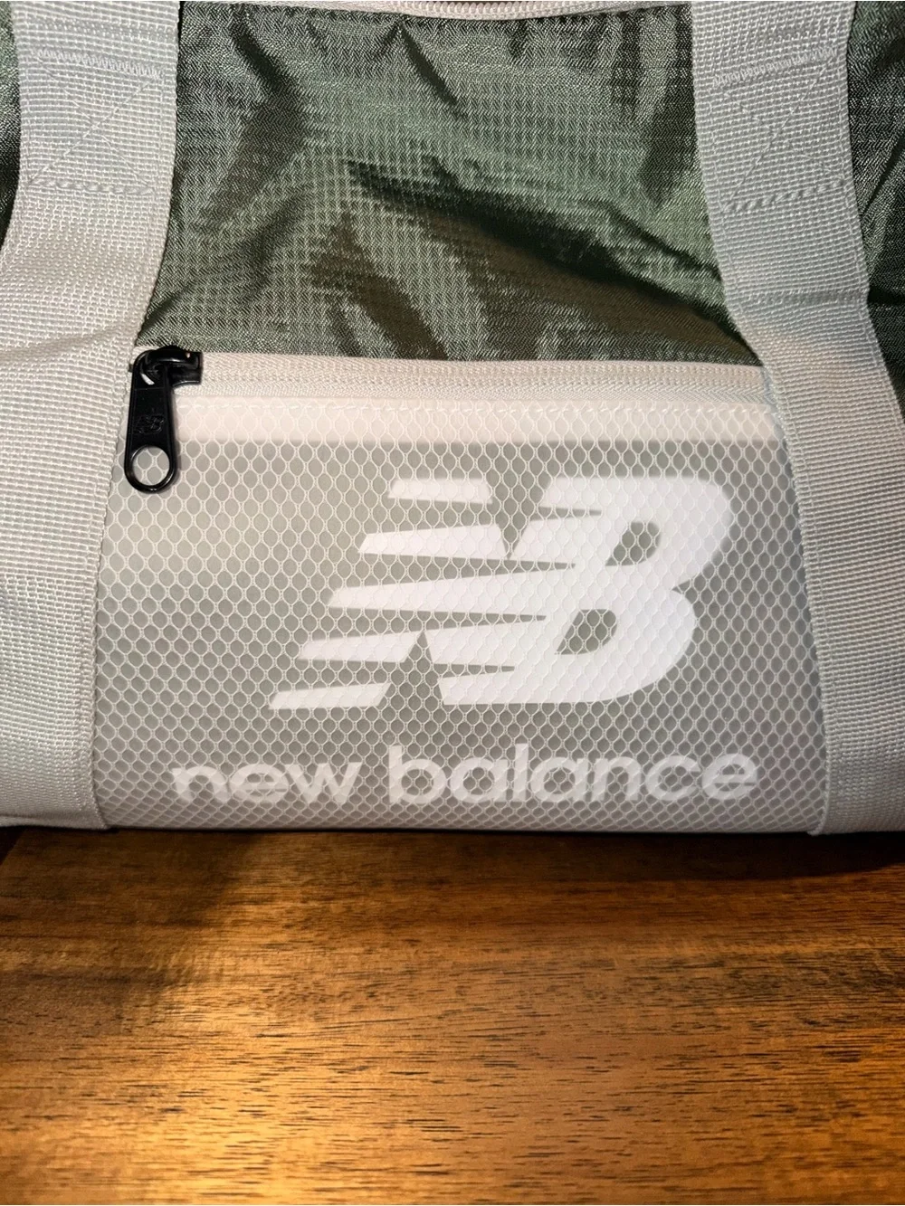 New Balance Olive Green Duffel Bag with White Straps